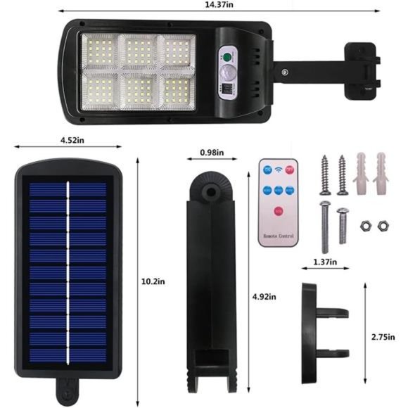 Solar StreetLights Outdoor 96LED Solar Parking lot Light Remote Control Security - Picture 5 of 7